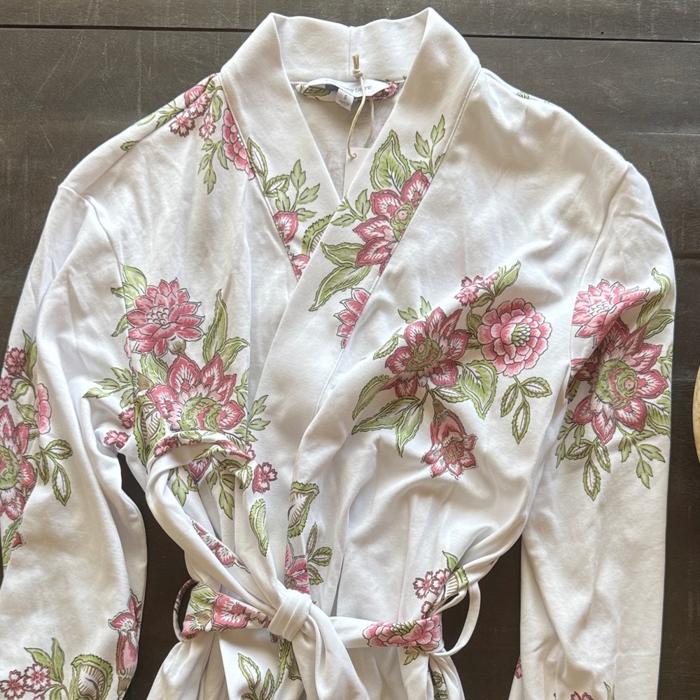 The Company Store Pima Cotton Kimono Robe in Jacobean Floral